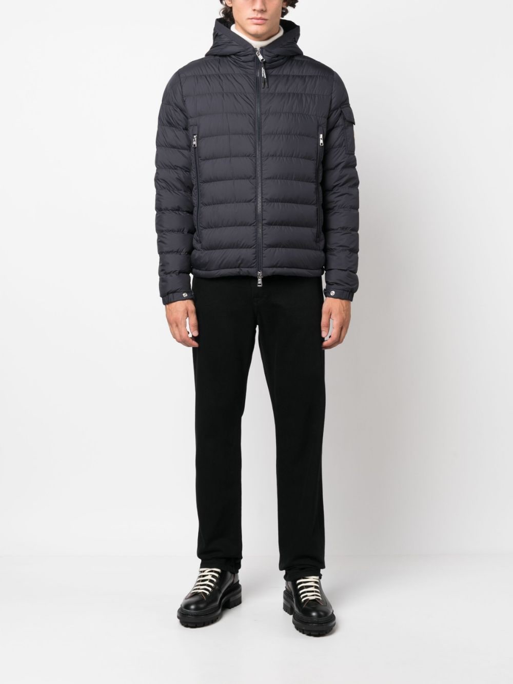 Moncler jacket, luxury men's outerwear, blue winter jacket, high-end fashion, designer men's clothing