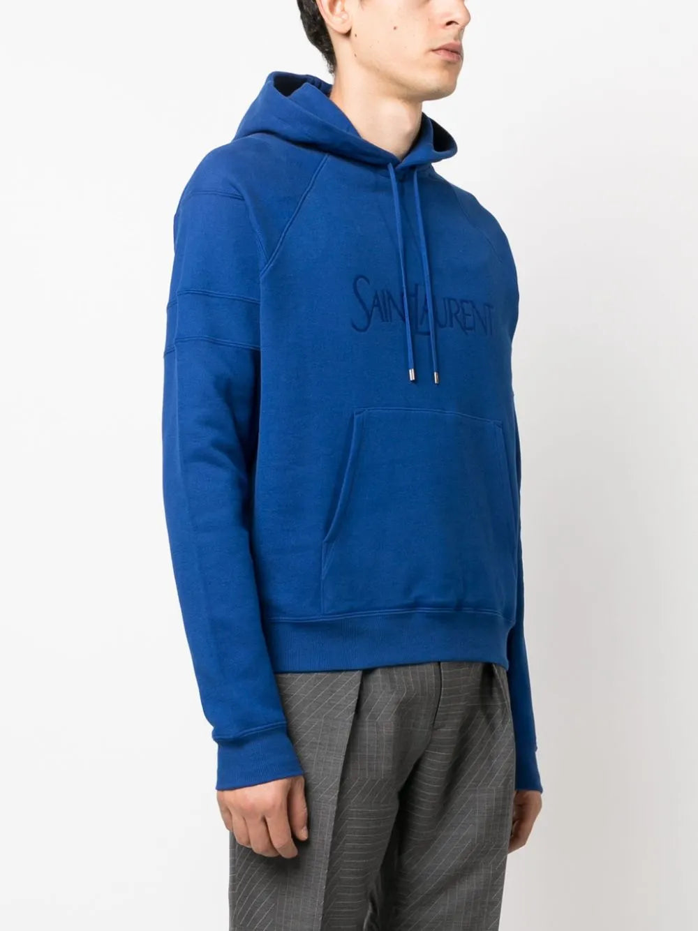 Saint Laurent hoodie, Blue luxury hoodie, Men's designer hoodie, Logo hoodie, High-end fashion hoodie