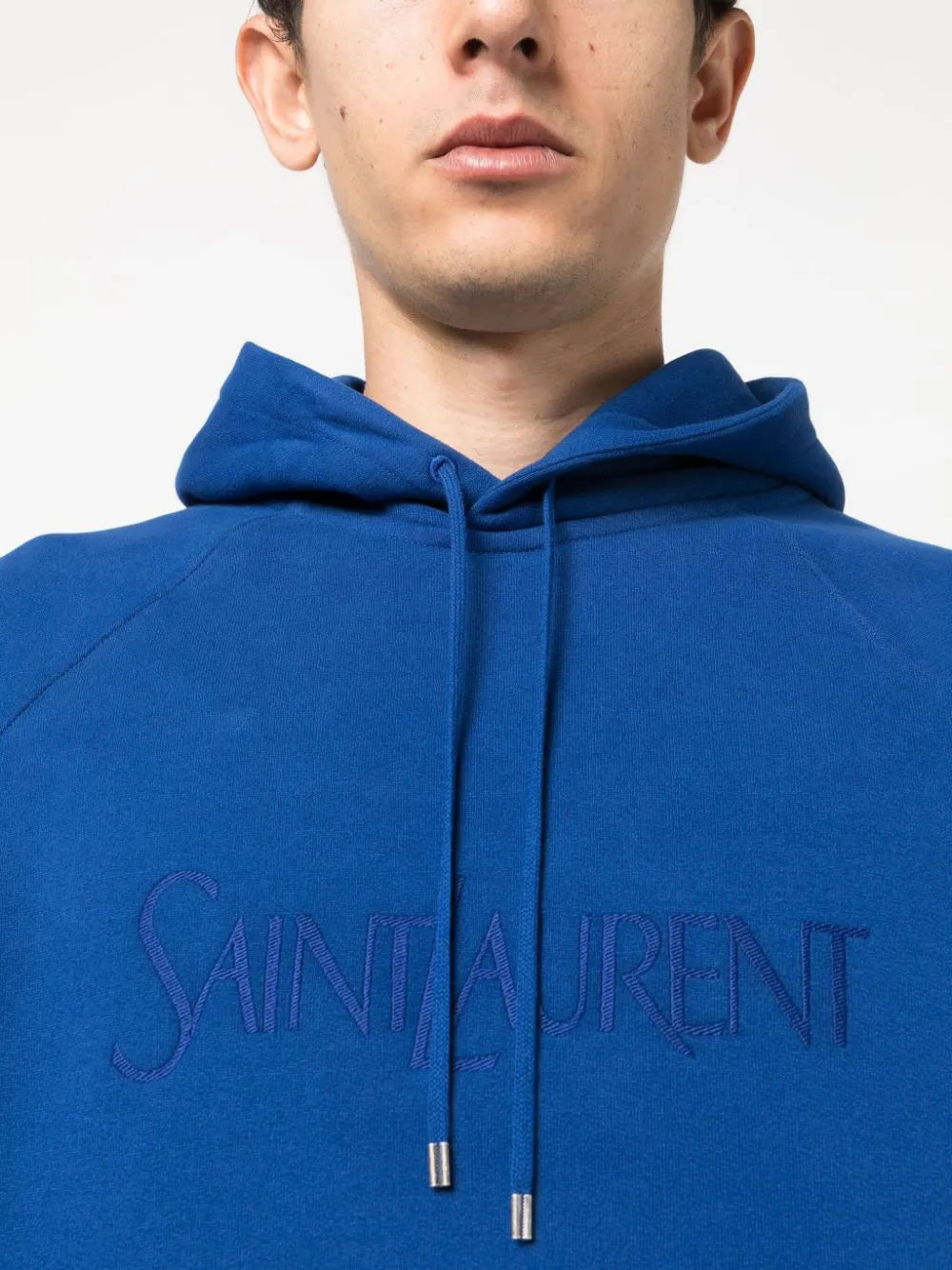 Saint Laurent hoodie, Blue luxury hoodie, Men's designer hoodie, Logo hoodie, High-end fashion hoodie