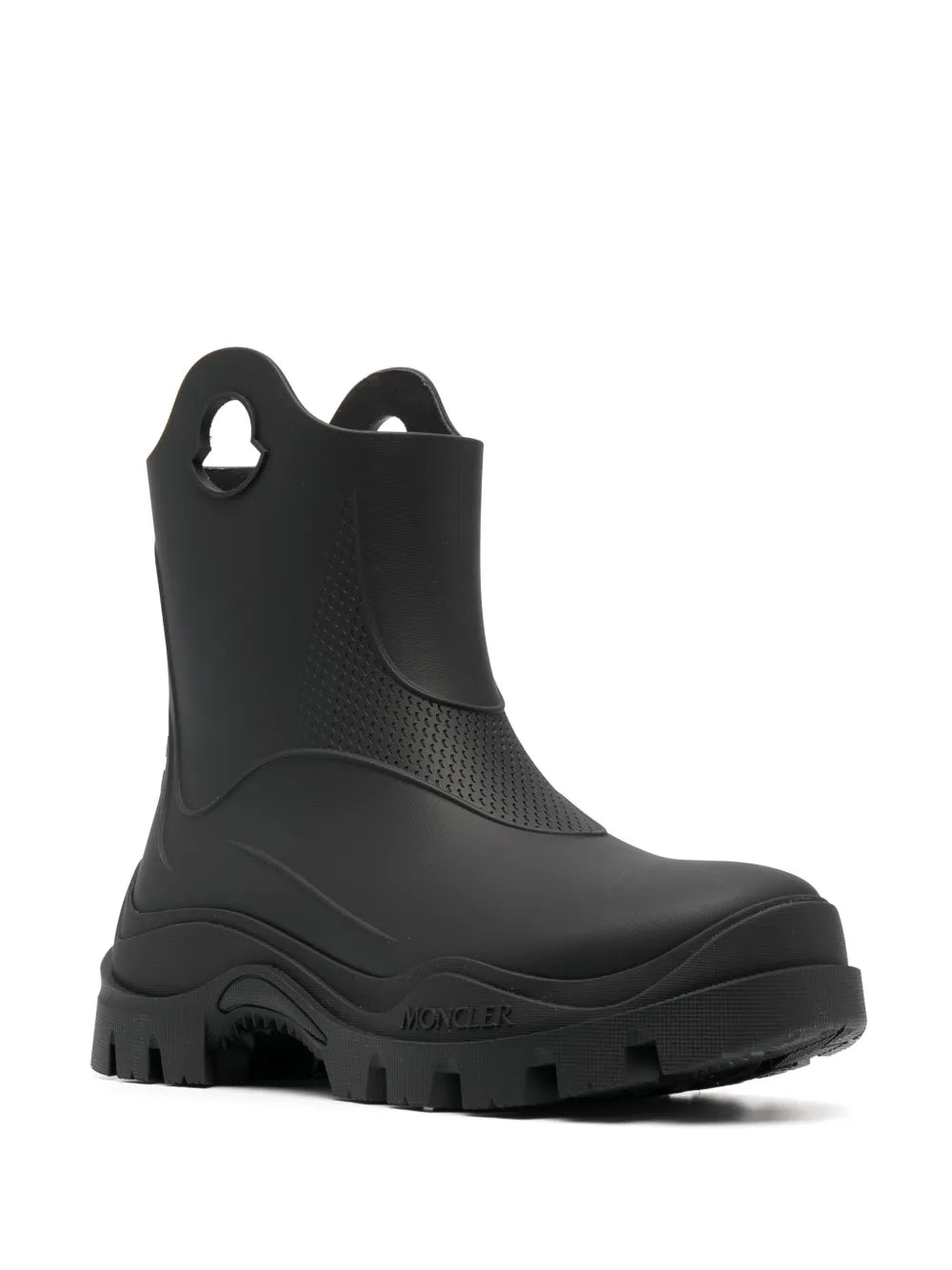 Moncler, luxury ankle boots, women’s black boots, high-end footwear, designer rain boots