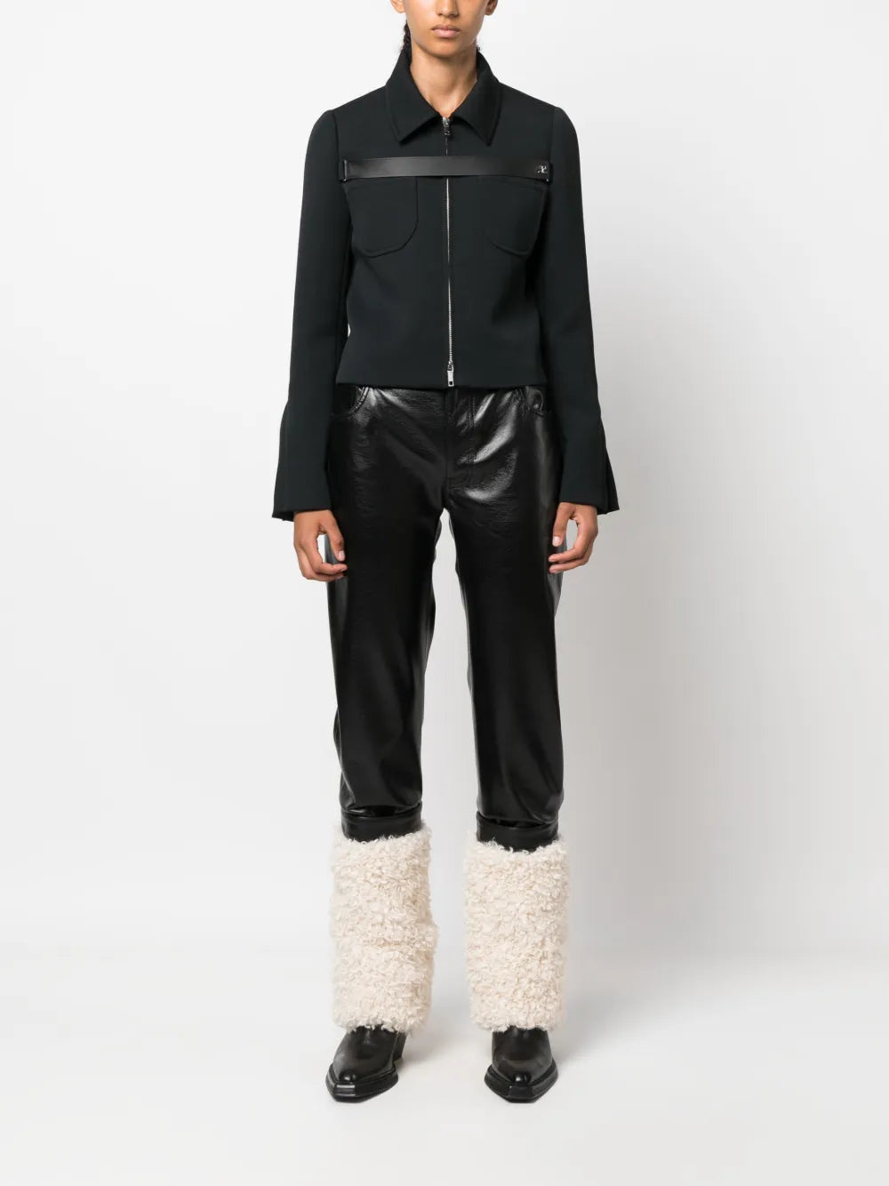 Pantalones Híbridos de Cuero y Piel Sintética