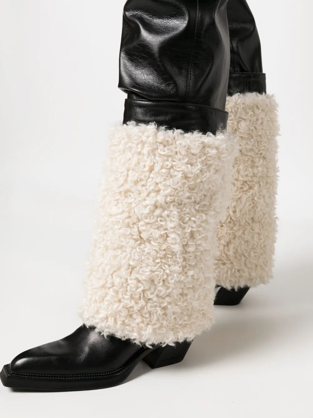 Pantalones Híbridos de Cuero y Piel Sintética