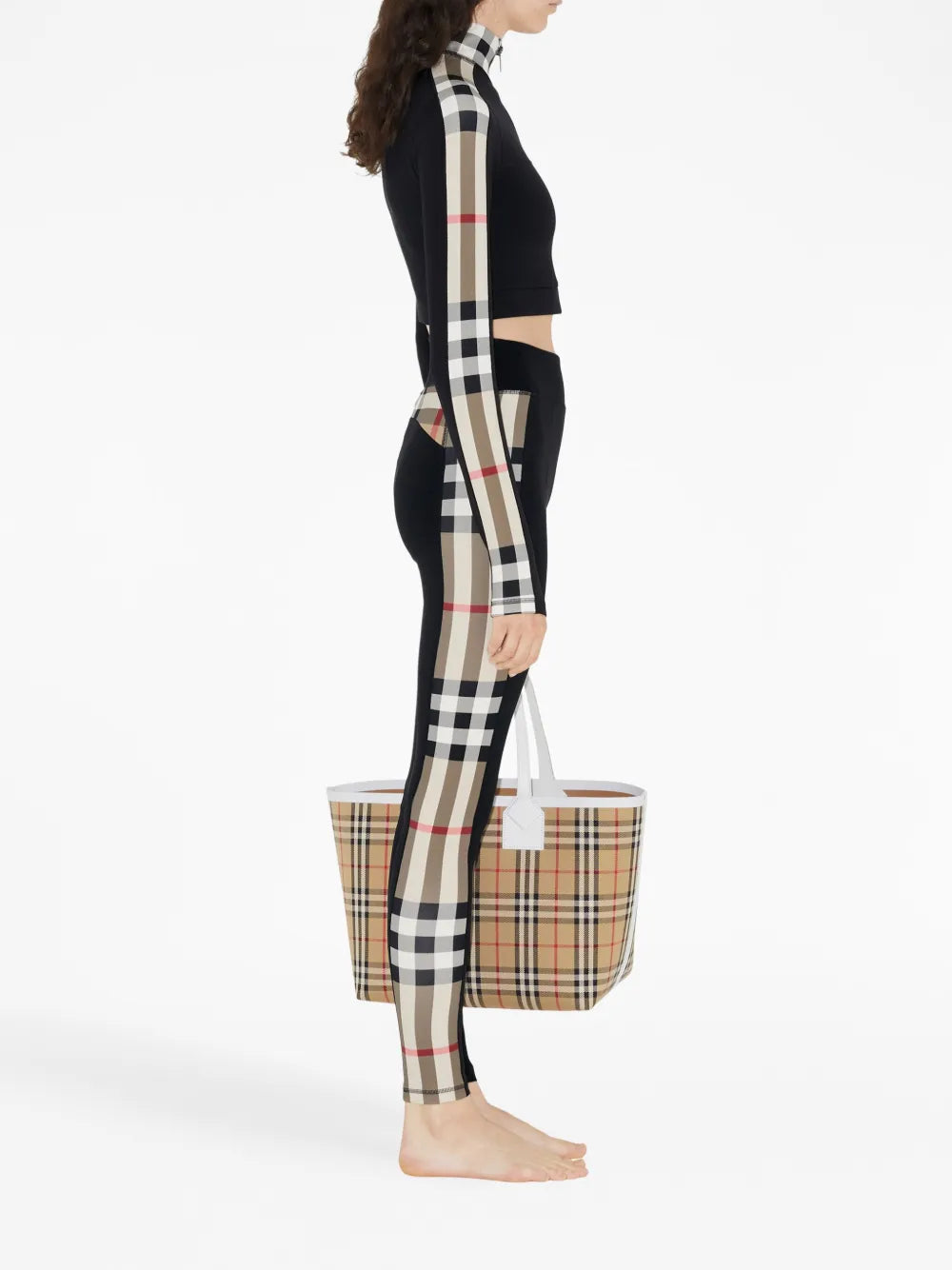Burberry leggings, check leggings, high waist leggings, slim fit leggings, nylon leggings