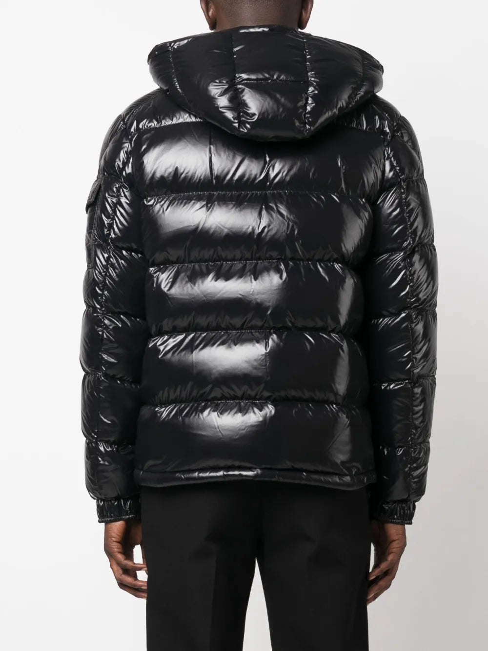 Image of Maya Black Down Jacket by Moncler for Men - Season Autumn-Winter 2025 - Detail View 6