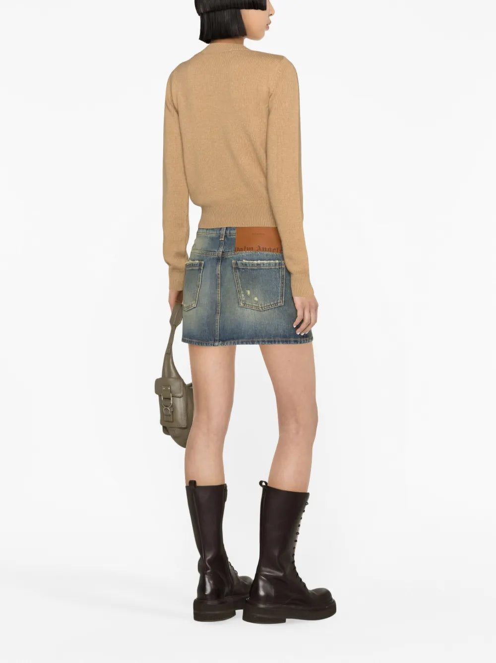 Palm Angels sweater, luxury women's sweater, branded logo sweater, high-end fashion, brown sweater for women