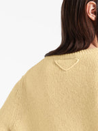 Prada pull, wool and cashmere, luxury knitwear, yellow pull, elegant fashion