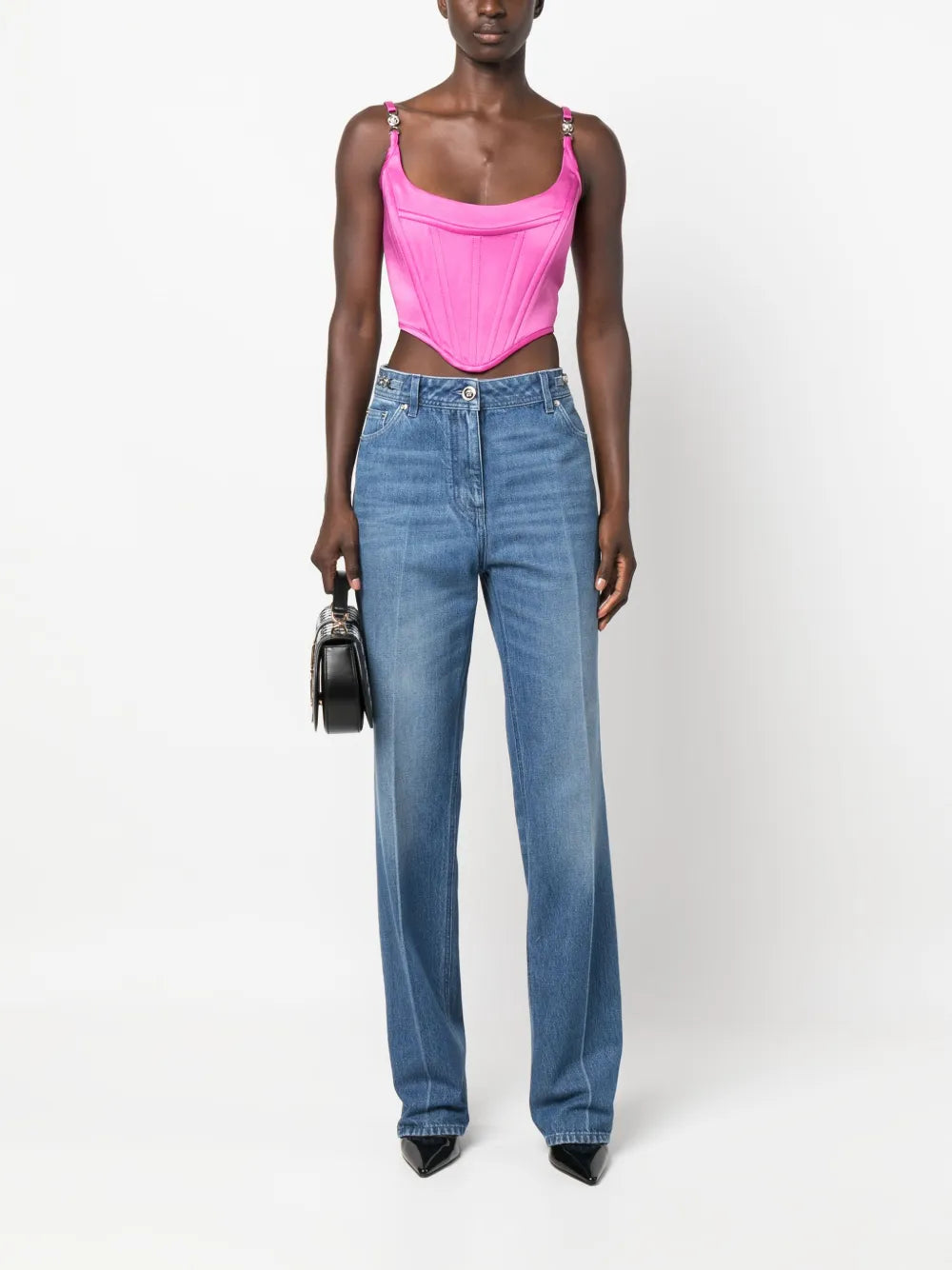 Versace jeans, light blue jean, luxury fashion, high-end denim, straight jean