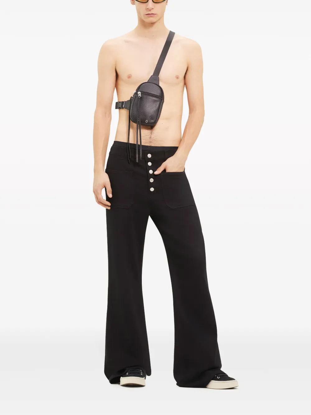 luxury messenger bag, grained leather bag, Courrèges bag, premium men's accessories, stylish messenger bag