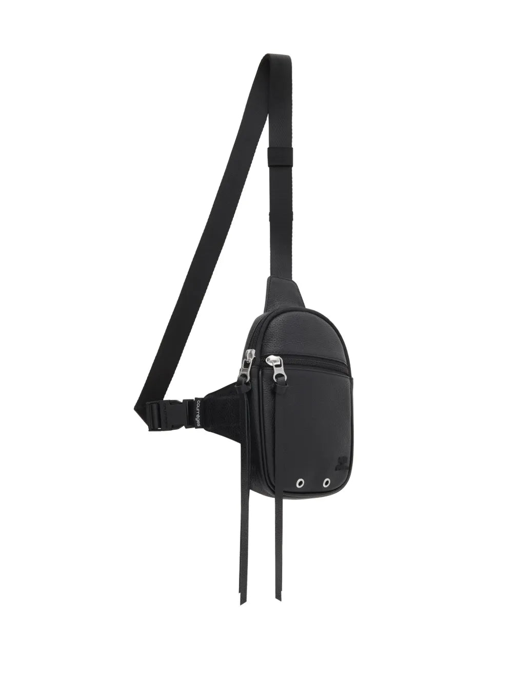 Image of Grained Leather Canvas Messenger Bag by Courreges for Men - Season Autumn-Winter 2024 - Detail View 6