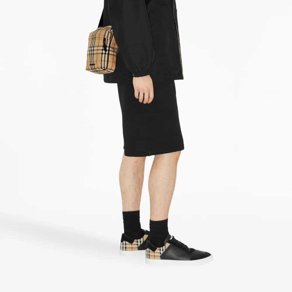 leather sneakers, suede sneakers, Burberry shoes, luxury footwear, black sneakers