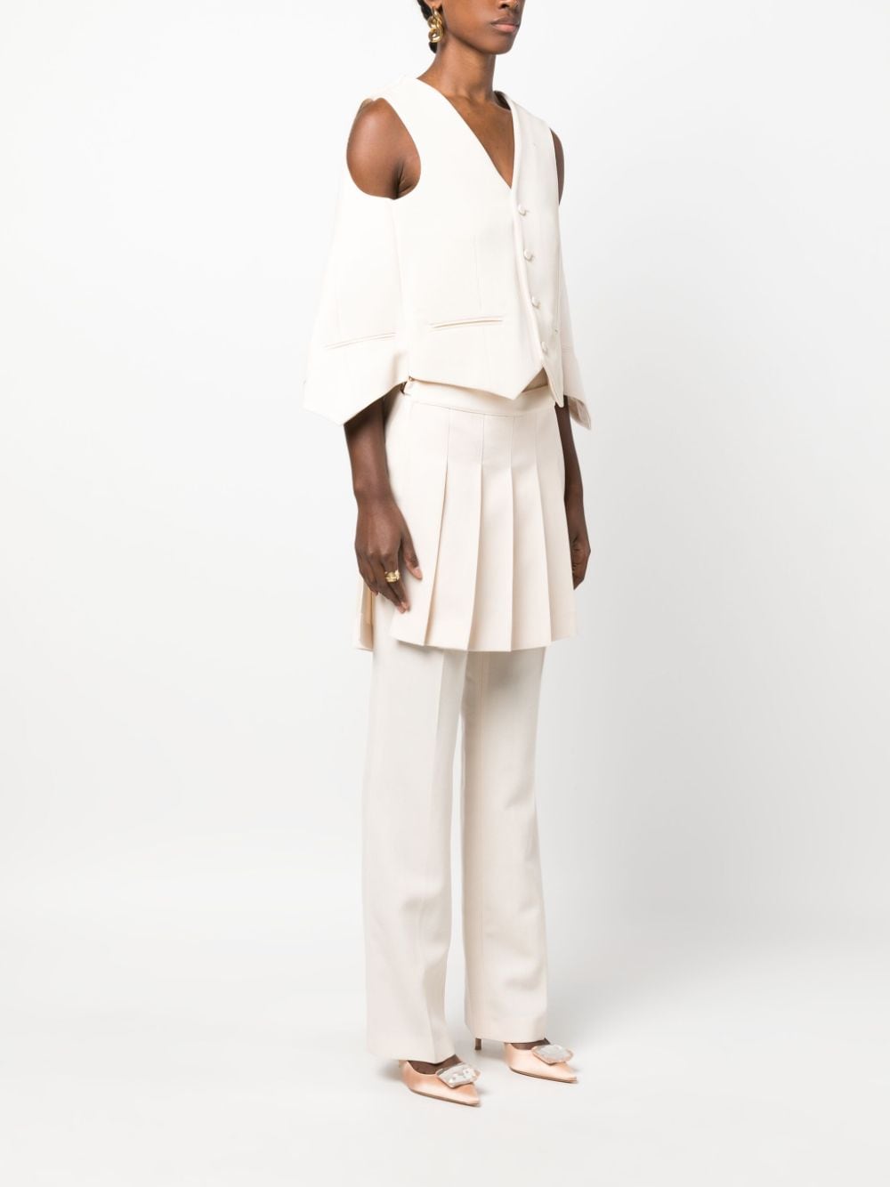 베이지 민소매 재킷