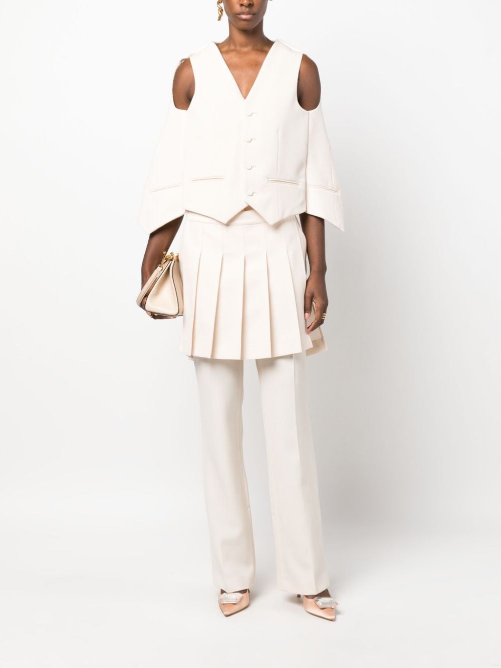 베이지 민소매 재킷