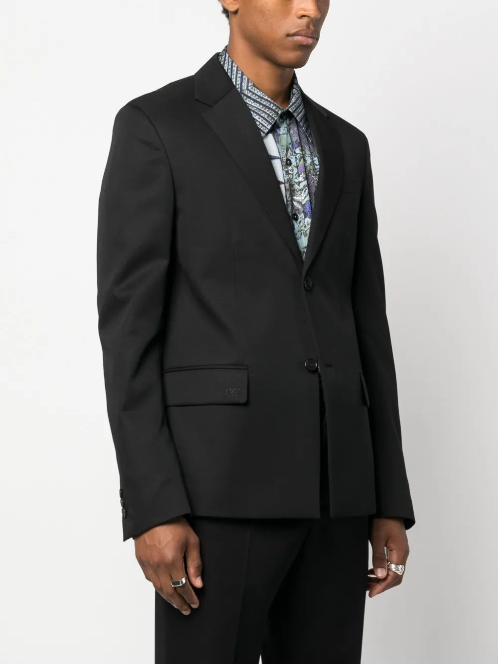 Blazer de lã sofisticado - Off-White - Homem - Preto