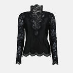 blouse, satin blouse, lace blouse, black blouse, embroidered lace