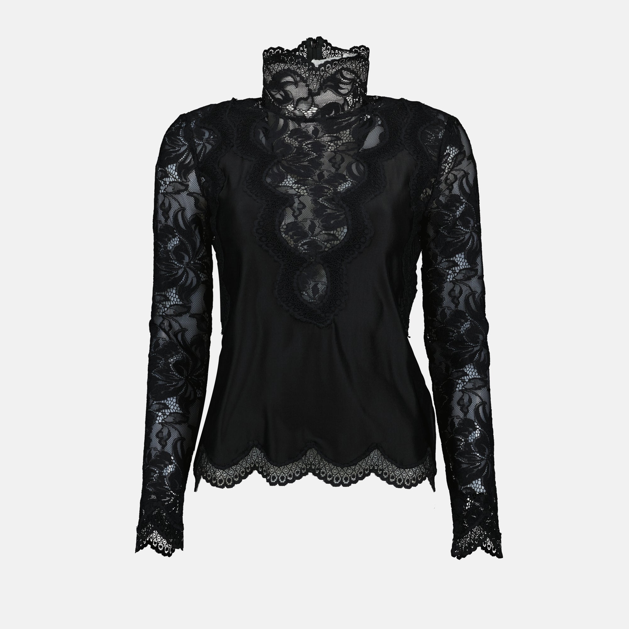 blouse, satin blouse, lace blouse, black blouse, embroidered lace