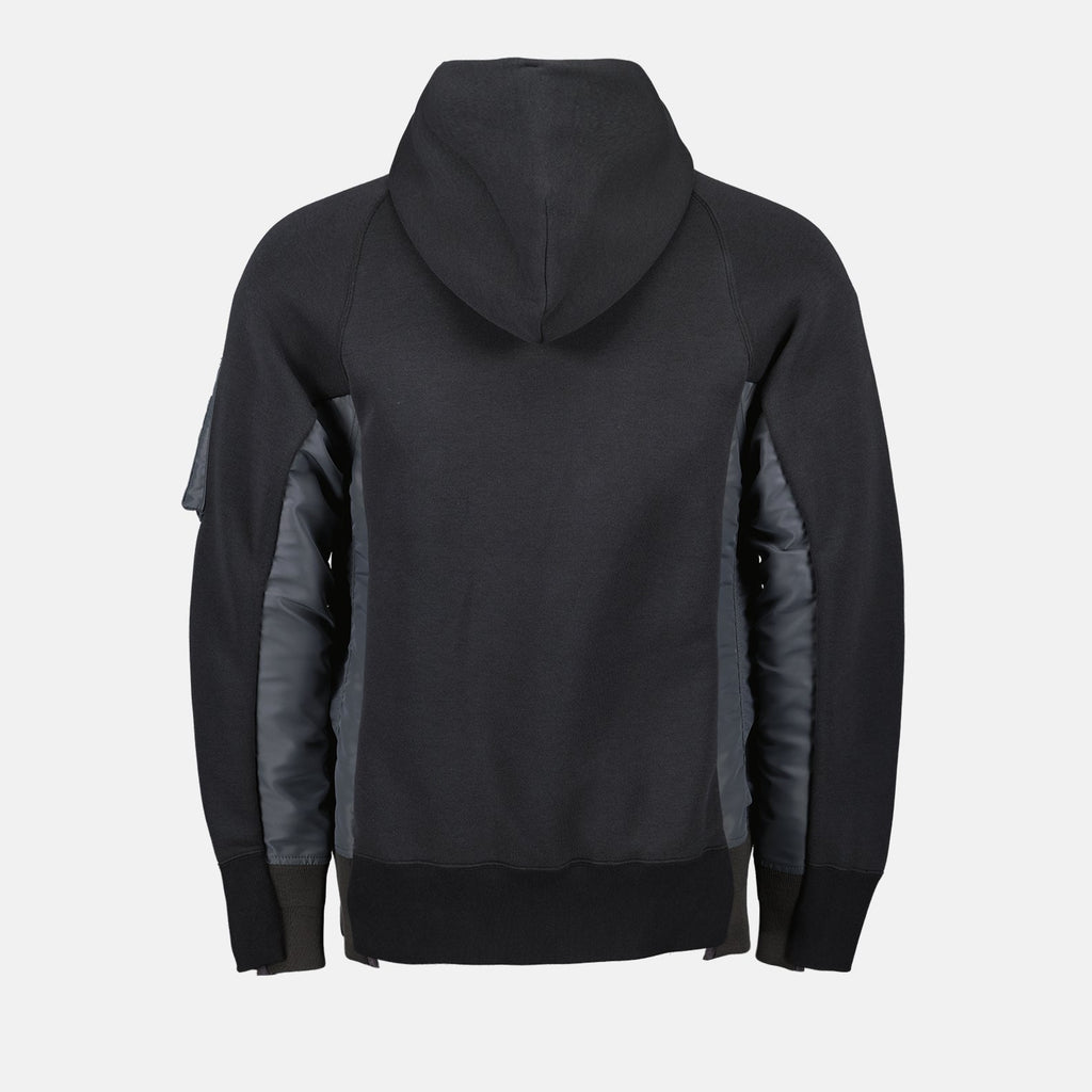 Zip-Up Nylon and Terry Sweatshirt