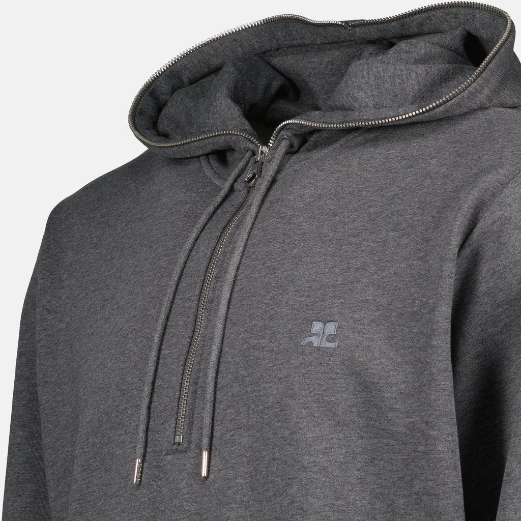 スタンドアップカラー付きジップフーディ