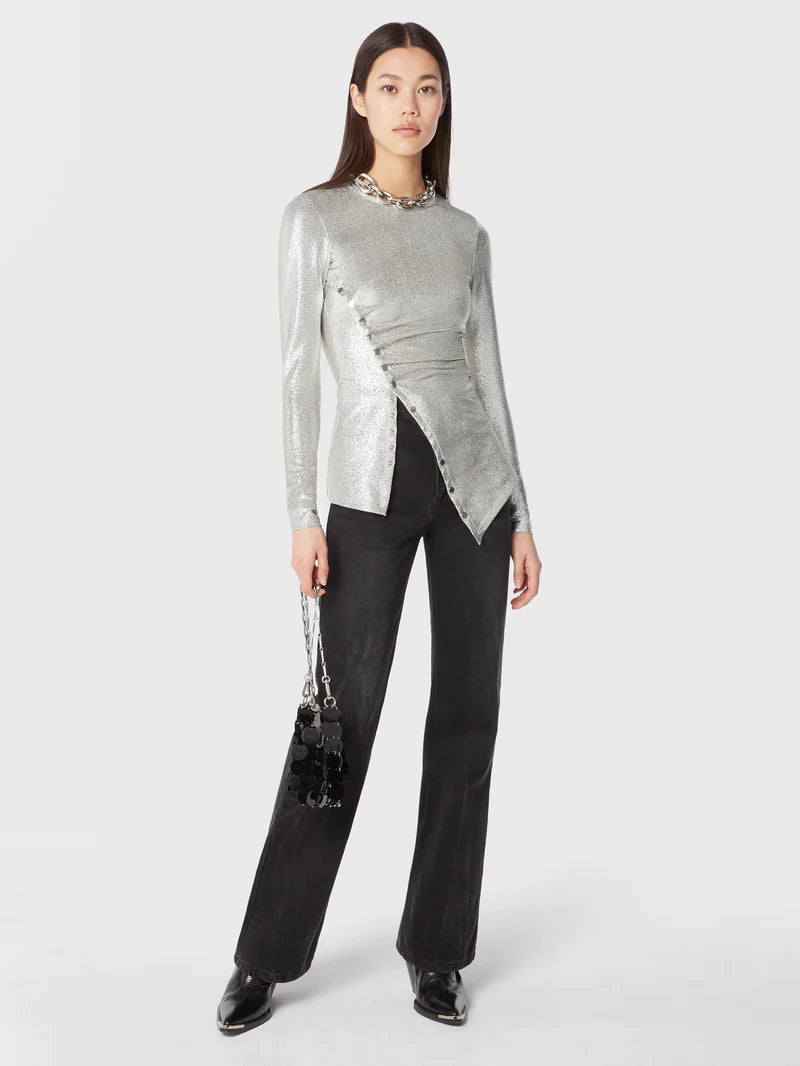 Silver Draped Top in Lurex