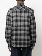 grey flannel shirt, Off-White clothing, luxury check shirt, designer flannel, premium men's wear