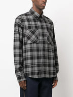 grey flannel shirt, Off-White clothing, luxury check shirt, designer flannel, premium men's wear