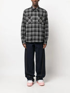 grey flannel shirt, Off-White clothing, luxury check shirt, designer flannel, premium men's wear