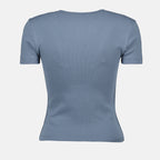 blue t-shirt, T-Ele-Long, cotton blend top, logo embroidered tee, Spring-Summer collection
