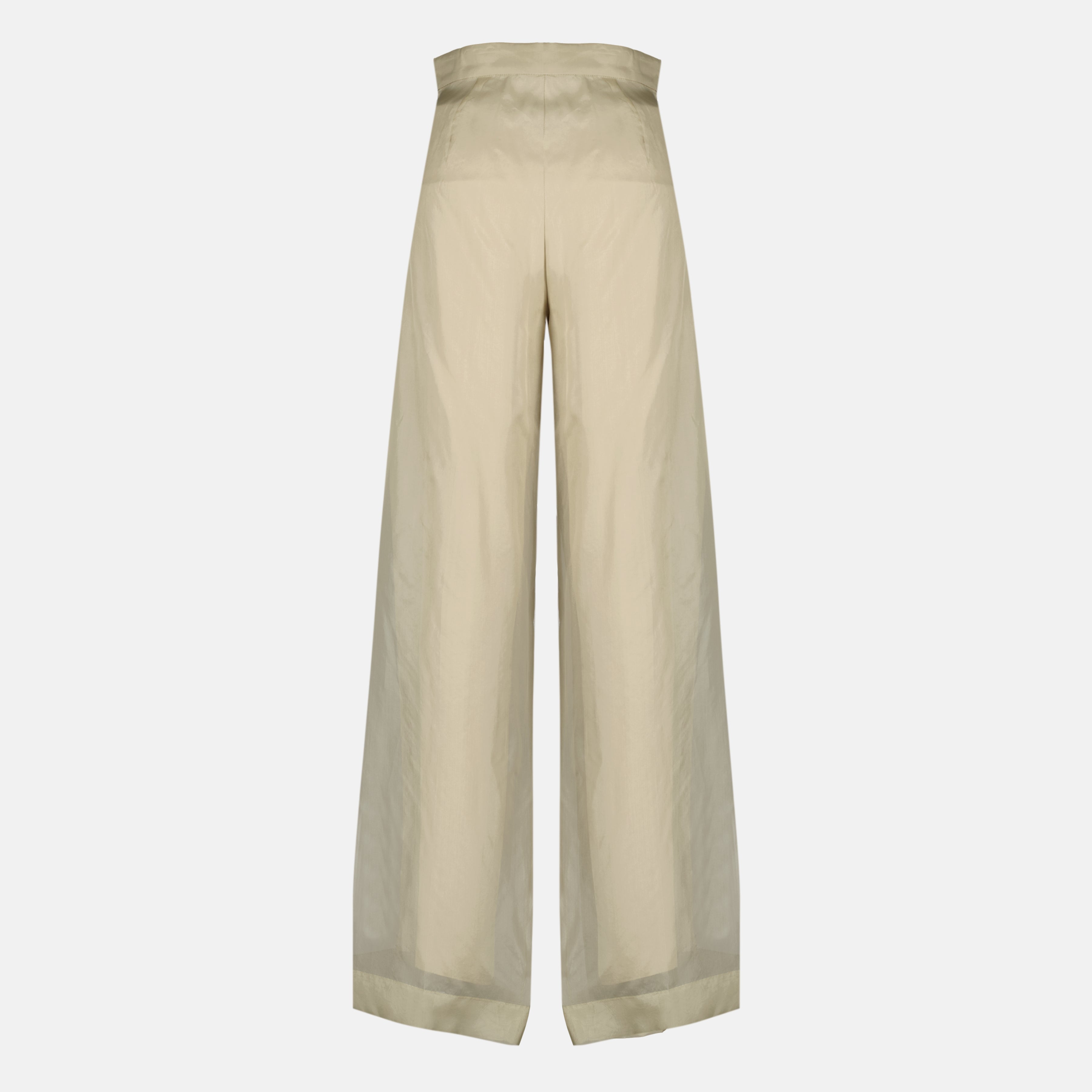 Pantalons en Soie Organza Beige