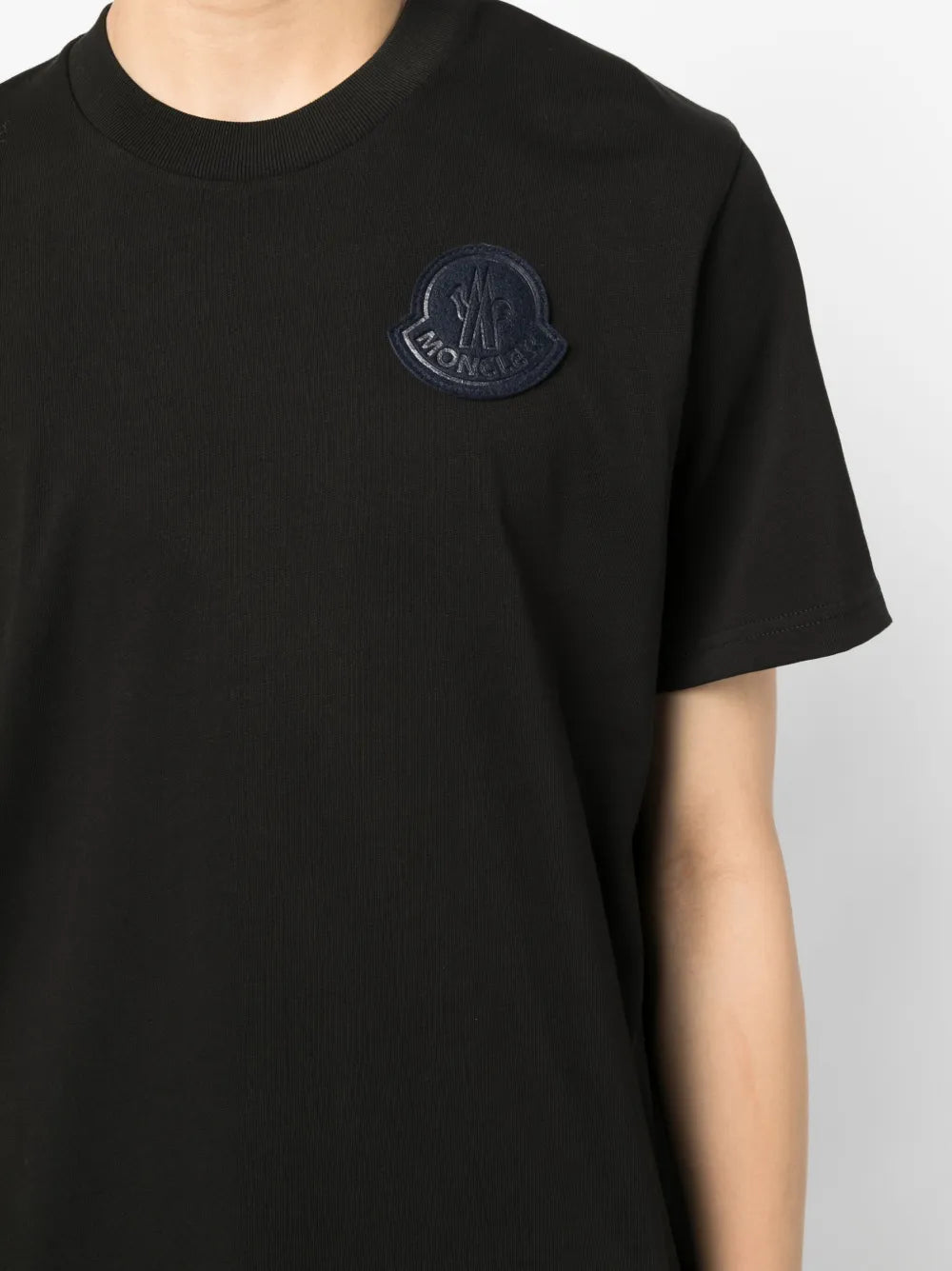 Image of Moncler White Logo T-Shirt by Moncler for Men - Season Spring-Summer 2024 - Detail View 7