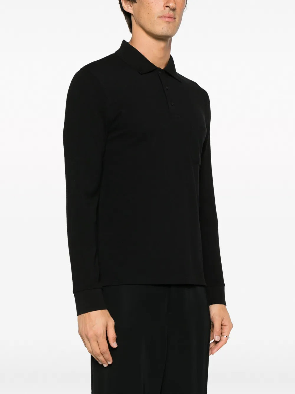 Image of Classic Black Polo Shirt with Pocket by Saint Laurent for Men - Season Autumn-Winter 2023 - Model view 4