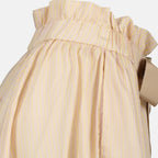 Beige gestreifte lange Seidenrock