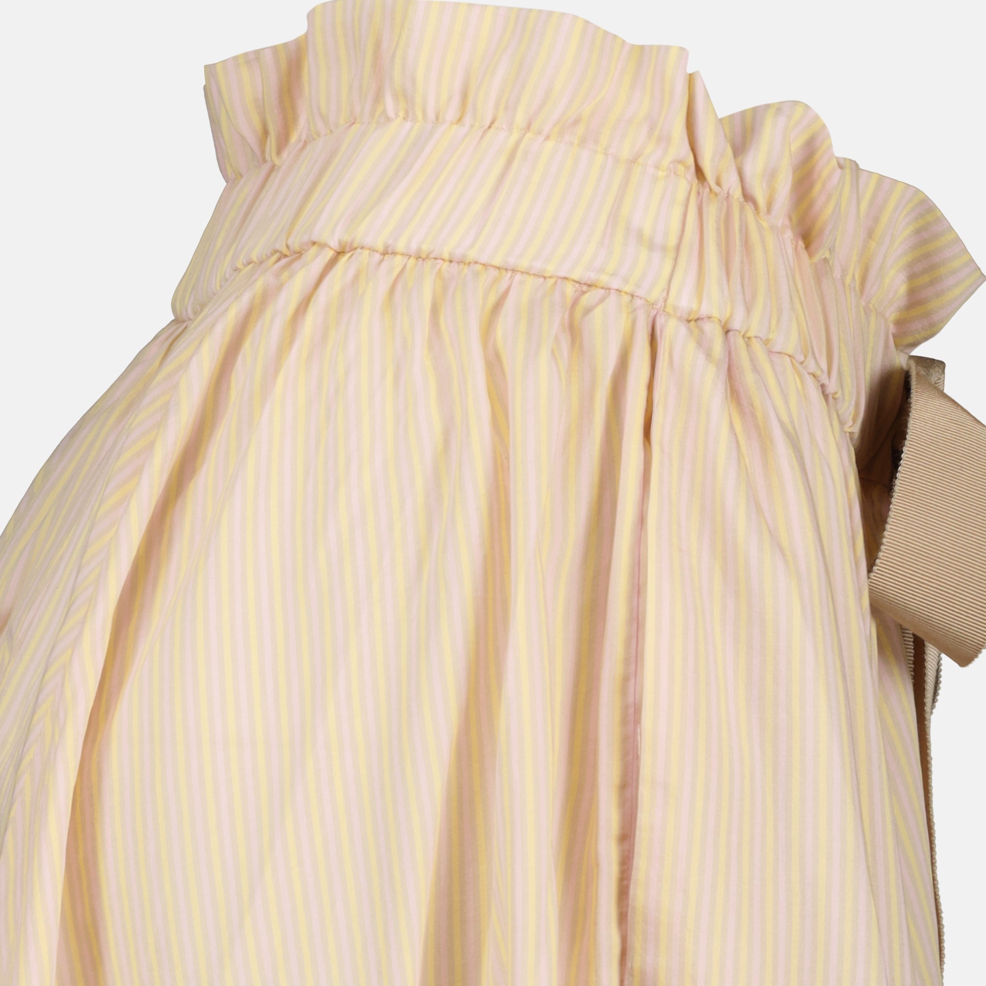 Gonna Lunga in Seta Striata Beige