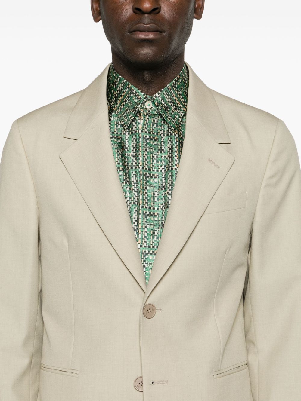 Image d'un blazer en laine beige de Fendi pour homme - Saison Printemps-Été 2024 - Détail 7