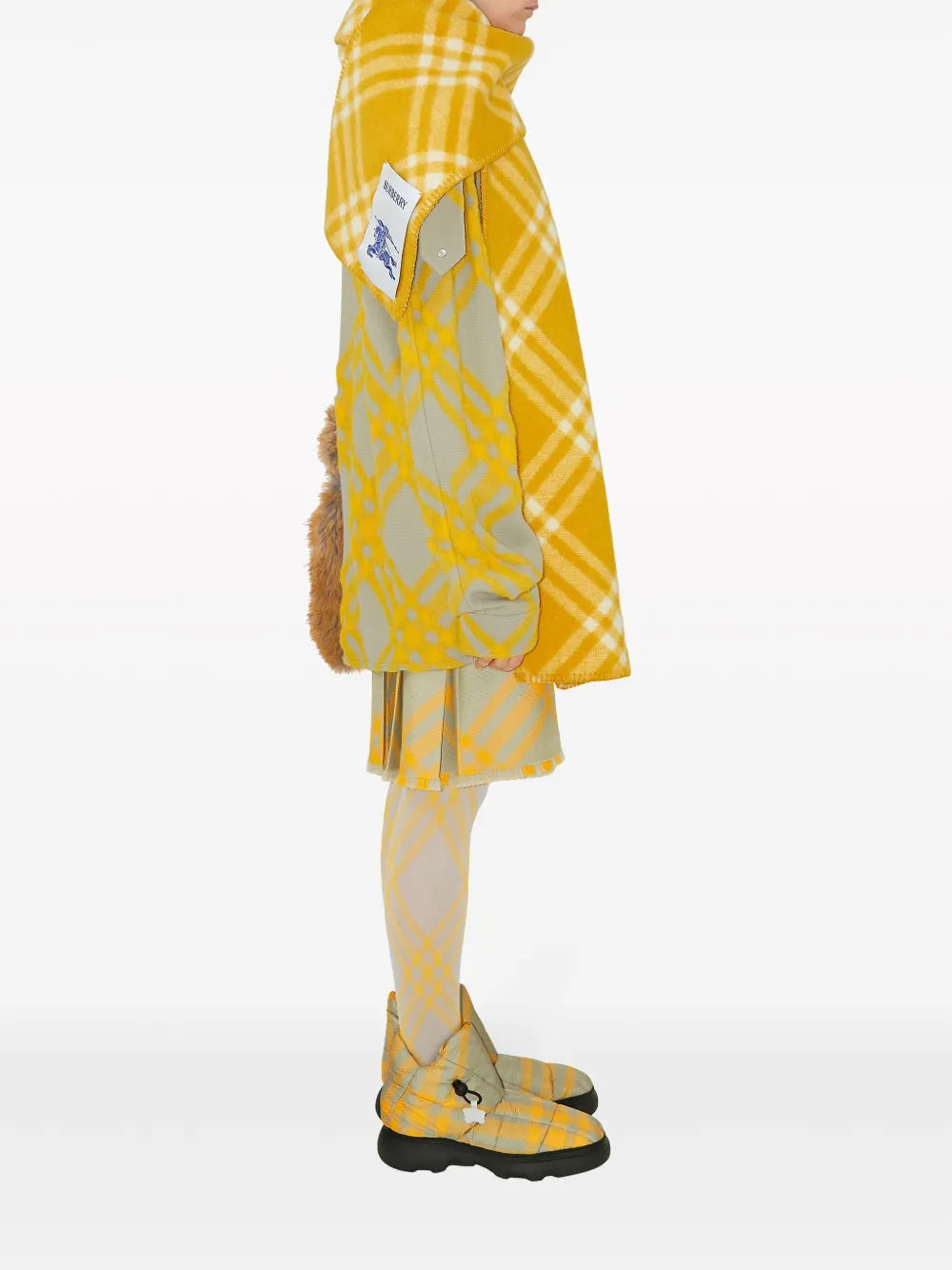 イエローとグリーンのウールオーバーシャツ