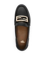 Fendi moccasins, black leather shoes, luxury footwear, Baguette detail, elegant loafers