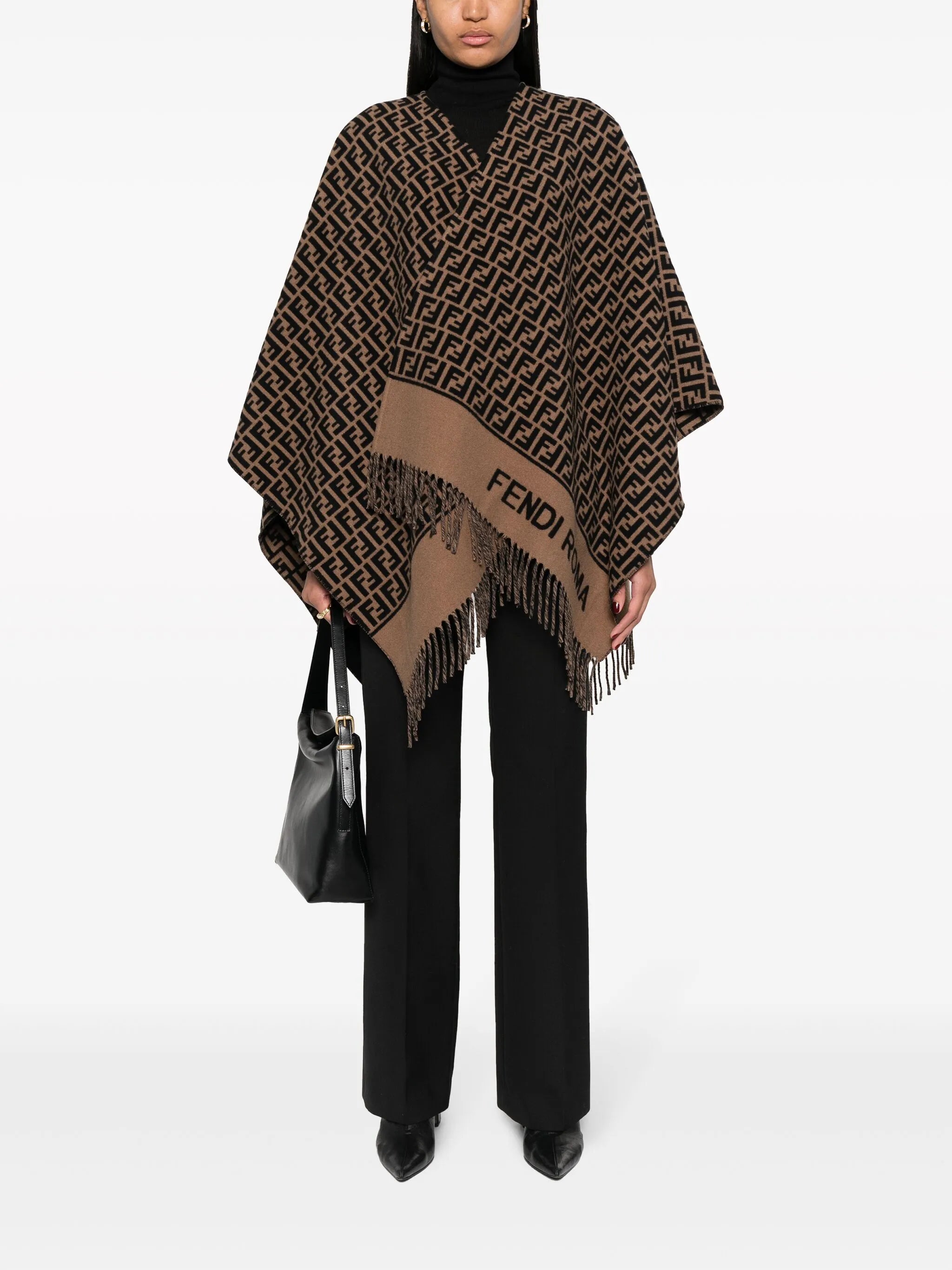 Image of Cashmere Wool Poncho by Fendi for Women - Season Autumn-Winter 2024 - Model view 1