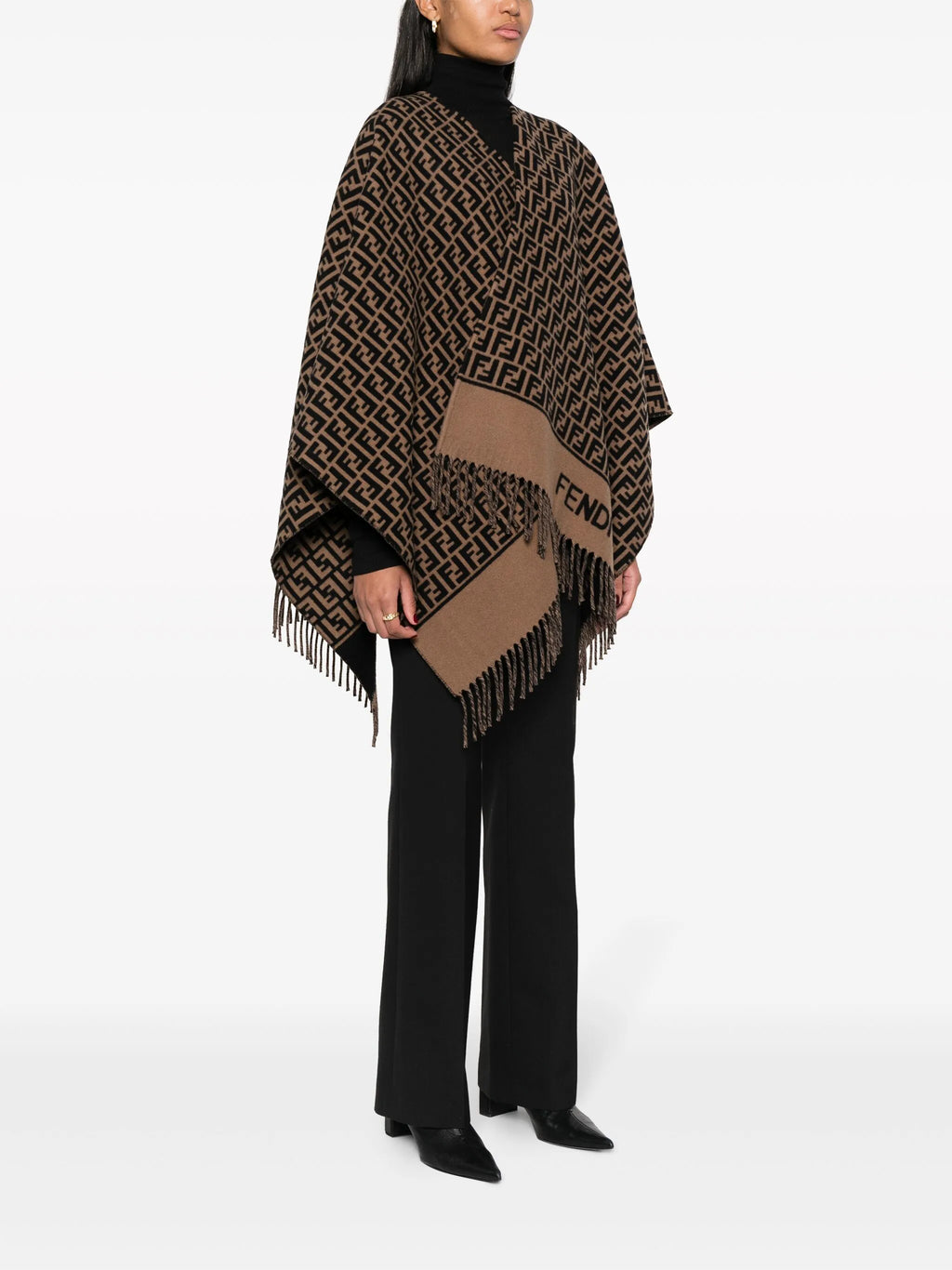 Image of Cashmere Wool Poncho by Fendi for Women - Season Autumn-Winter 2024 - Model view 2