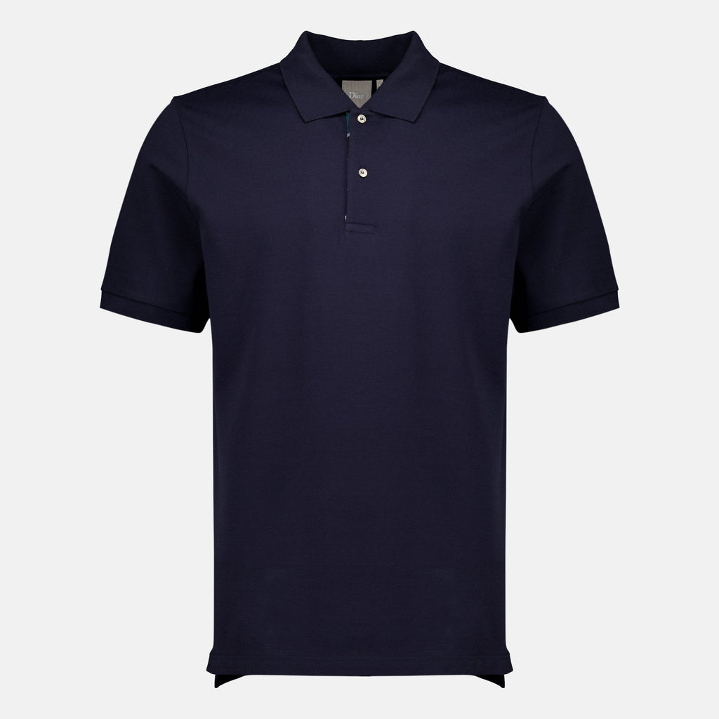 Polo in piqué di cotone blu navy
