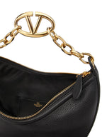 Valentino Garavani, VLogo Moon Bag, black leather bag, luxury accessories, designer handbags