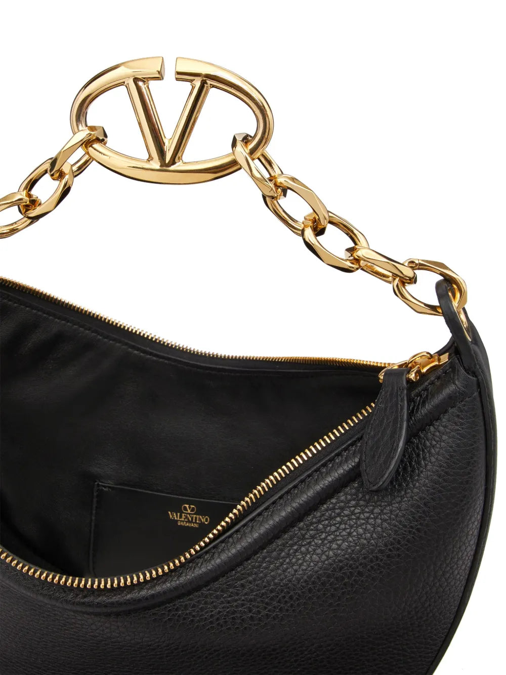 Valentino Garavani, VLogo Moon Bag, black leather bag, luxury accessories, designer handbags
