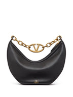 Valentino Garavani, VLogo Moon Bag, black leather bag, luxury accessories, designer handbags