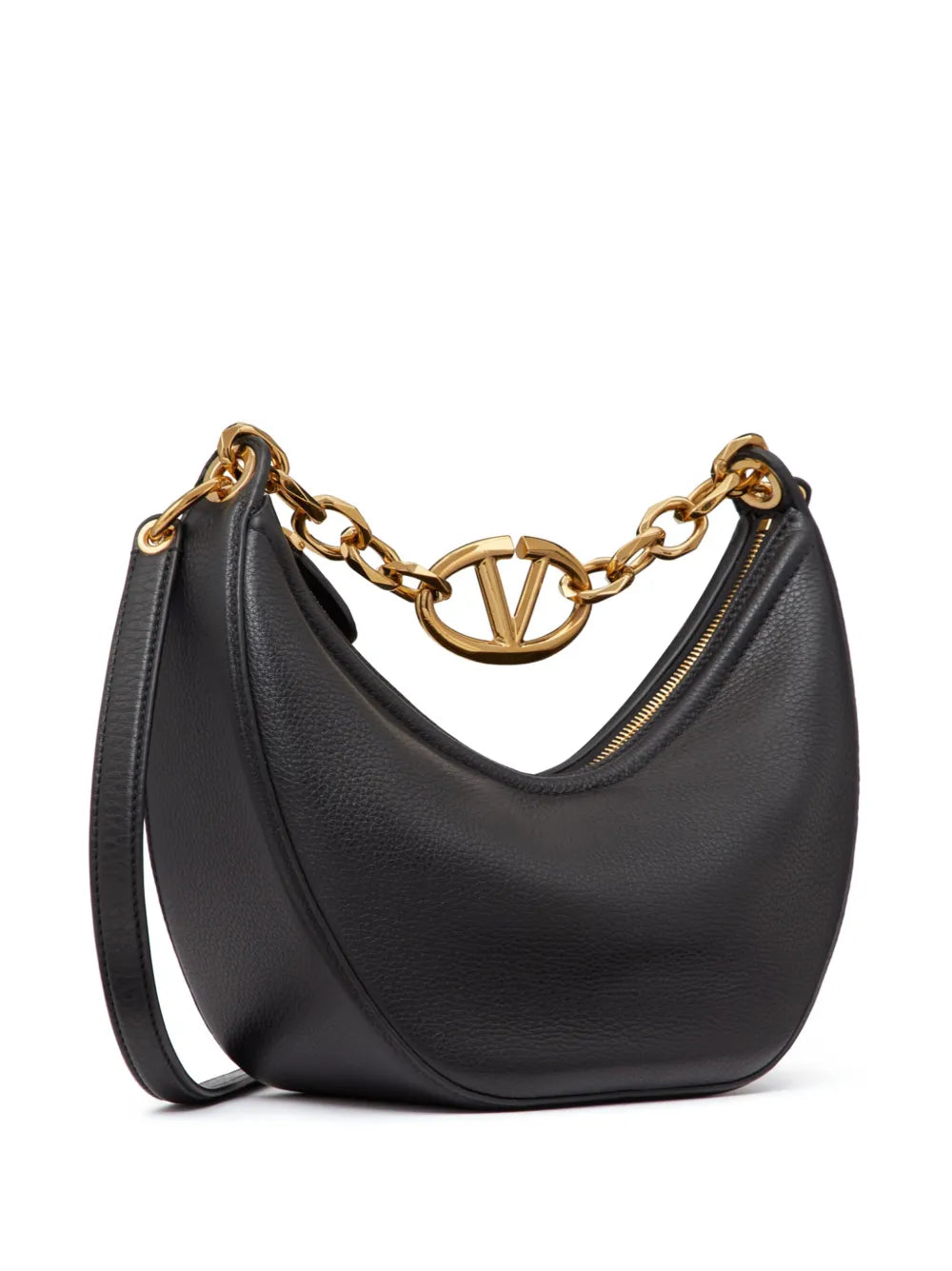Valentino Garavani, VLogo Moon Bag, black leather bag, luxury accessories, designer handbags
