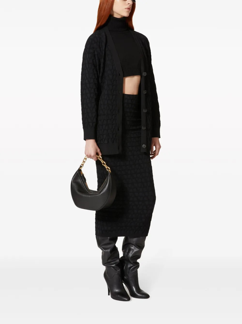 Valentino Garavani, VLogo Moon Bag, black leather bag, luxury accessories, designer handbags