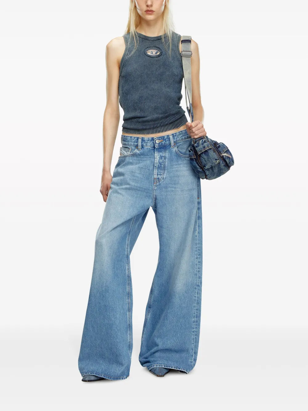 jeans, wide leg, light blue, Diesel, five-pocket design