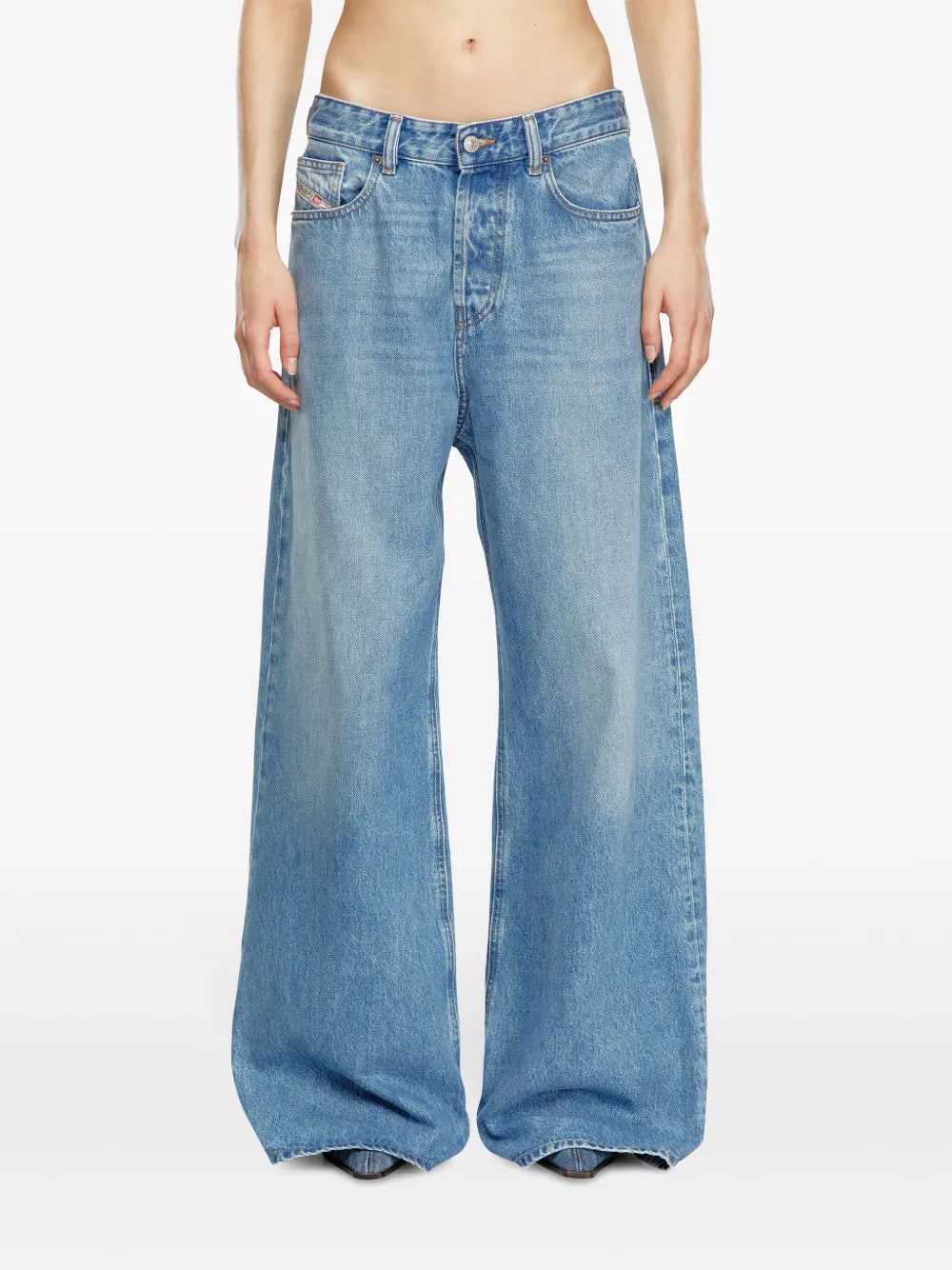 jeans, wide leg, light blue, Diesel, five-pocket design