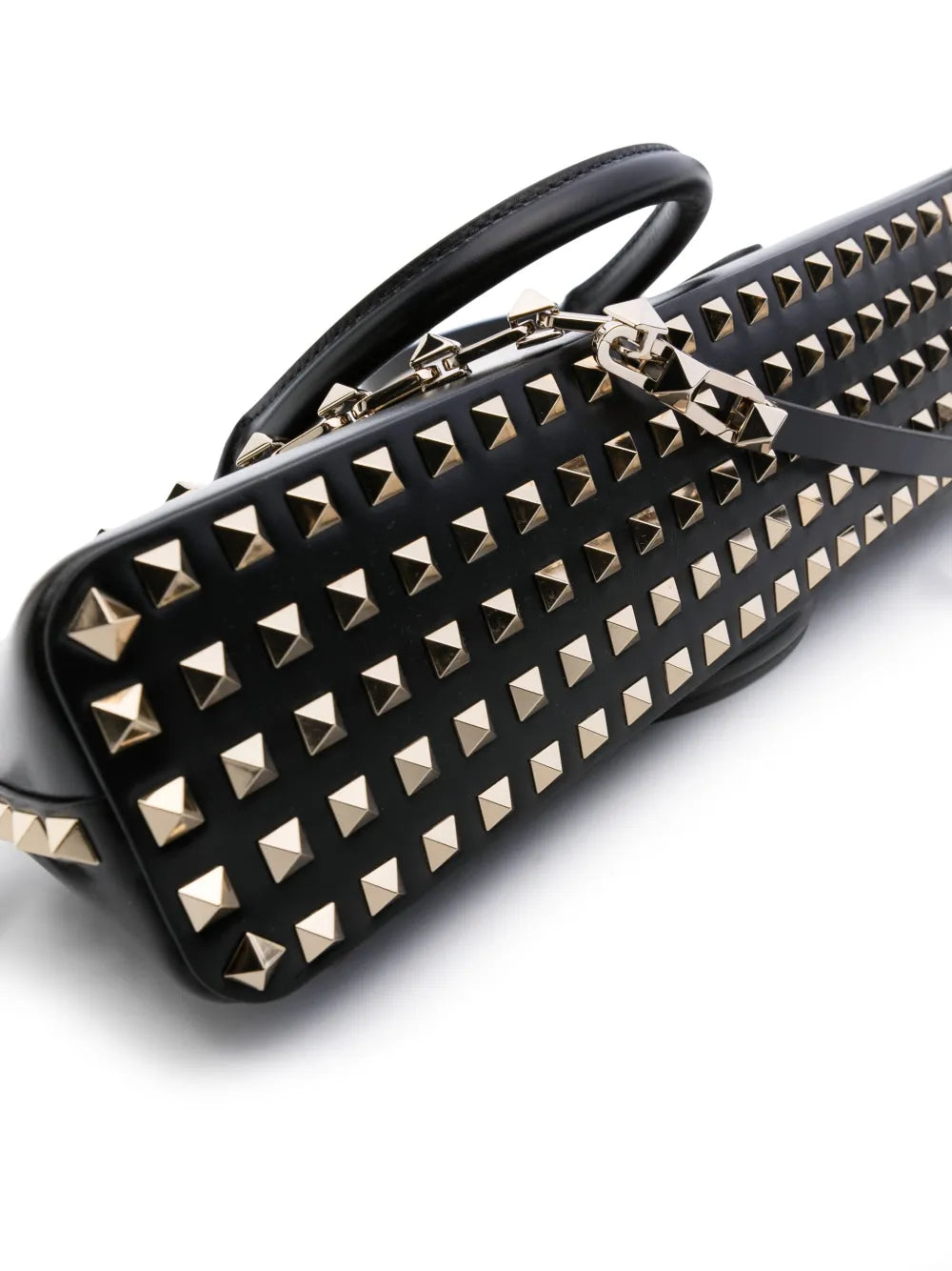 Valentino Garavani, Rockstud East-West, luxury handbag, black leather bag, designer accessory