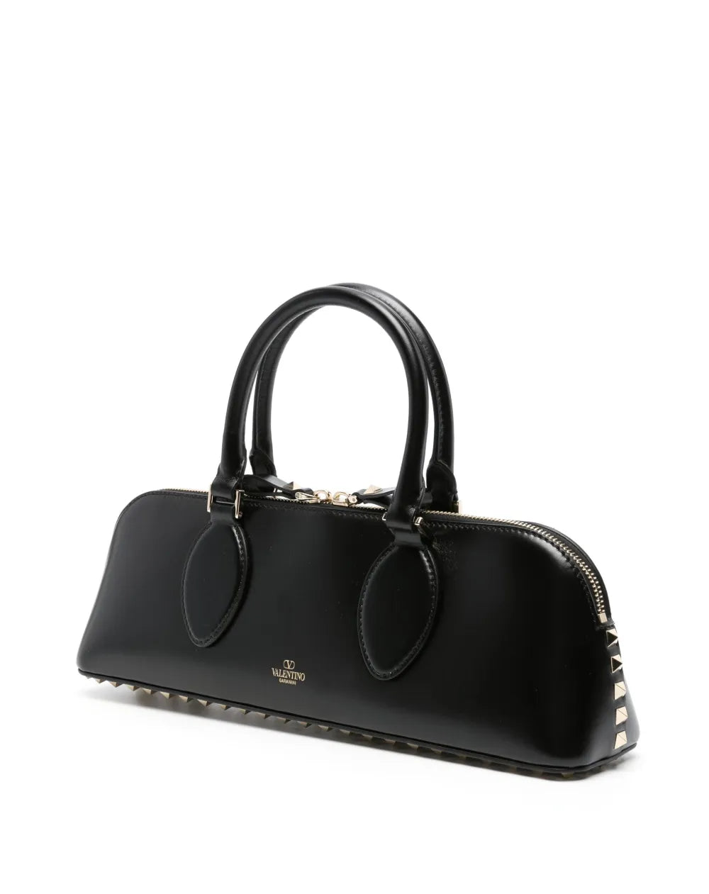Valentino Garavani, Rockstud East-West, luxury handbag, black leather bag, designer accessory
