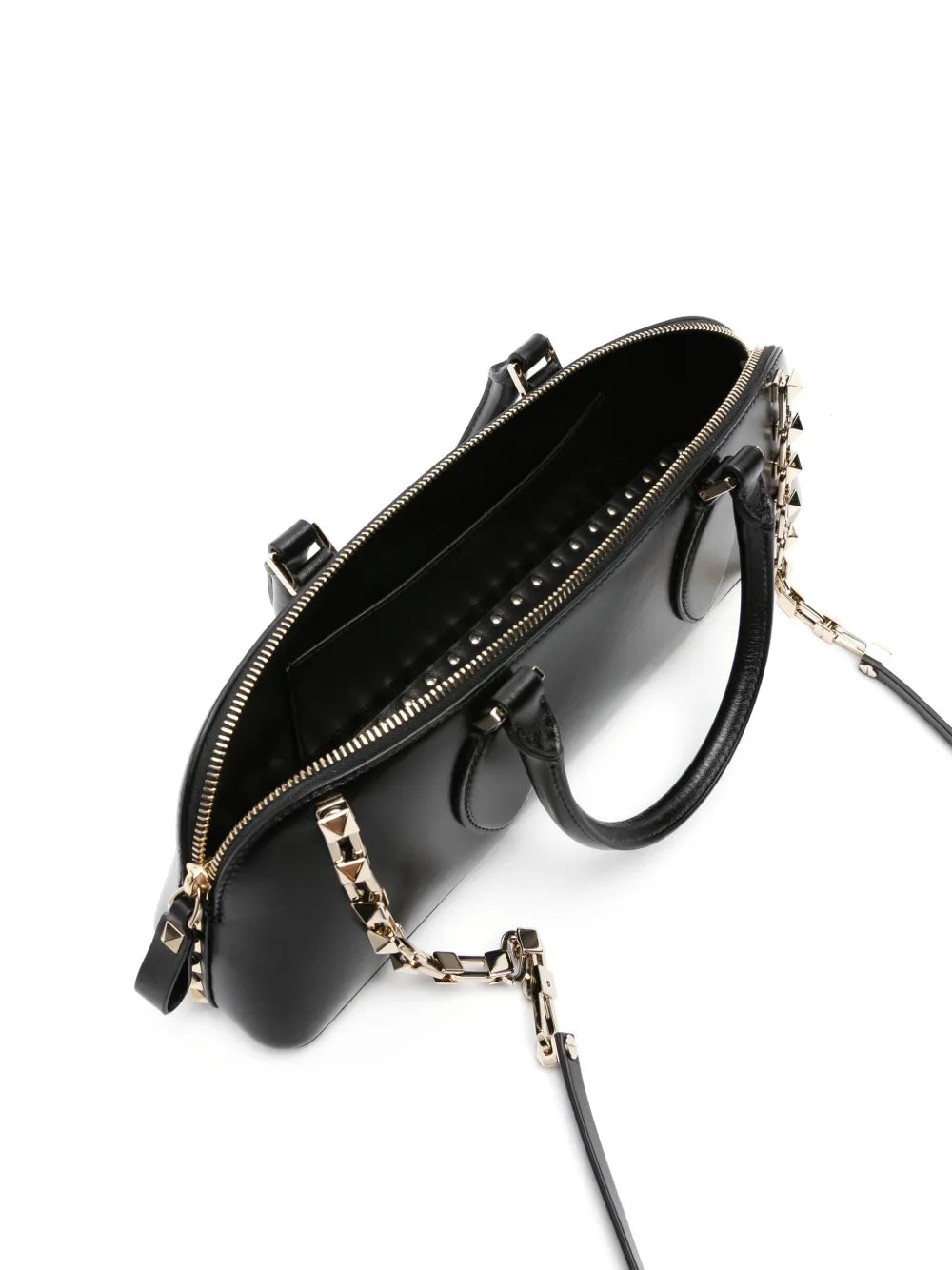 Valentino Garavani, Rockstud East-West, luxury handbag, black leather bag, designer accessory