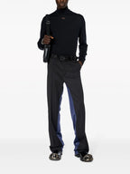 black wool turtleneck, Diesel sweater, embroidered logo, Autumn-Winter collection, men's fashion