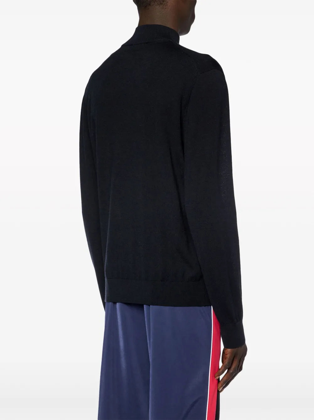 black wool turtleneck, Diesel sweater, embroidered logo, Autumn-Winter collection, men's fashion