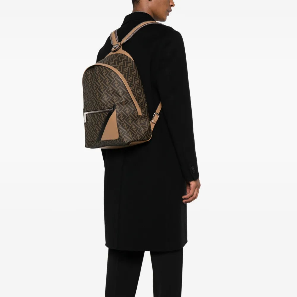 FF print backpack, Chiodo Diagonal, luxury leather backpack, Fendi Fall-Winter 2024, premium men's accessory